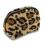 BY31® Trousse en peluche avec imprimé léopard Marron clair-marron-noir