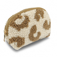 BY31® Trousse en peluche avec imprimé léopard Beige marron-marron