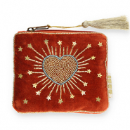 BY31® Trousse cœur avec étoiles Rouge rouille-doré-bleu