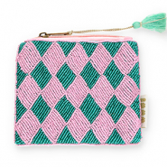 BY31® Trousse rhombe Vert sarcelle-mauve-vert menthe-doré