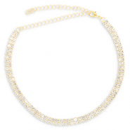 Métal TQ laiton collier ras de cou avec strass Doré-cristal