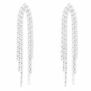 Boucles d'oreilles / puces d’oreilles en laiton Eco-brass® avec zirconium Argenté-cristal