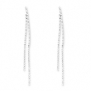 Boucles d'oreilles / puces d’oreilles en laiton Eco-brass® avec strass Argenté-cristal
