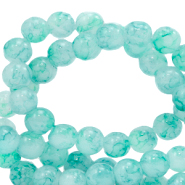 Perles en verre 8 mm moucheté Bleu aqua blanchi