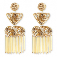 Boucles d'oreilles tendance avec perles en verre Doré