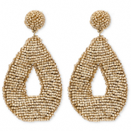 Boucles d'oreilles tendance avec perles en verre goutte Doré
