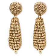 Boucles d'oreilles tendance avec perles en verre goutte Doré