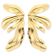 Boucles d'oreilles / puces en acier Inox ailes Dor&eacute;