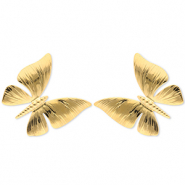 Boucles d'oreilles / puces en acier Inox papillon Doré