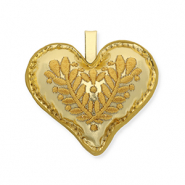 Breloque tendance coeur motif &agrave; feuille Dor&eacute;