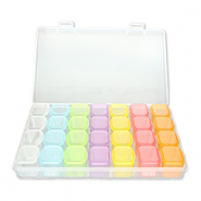 Boîte de rangement bijoux avec 7x4 compartiments Transparent-multicolore