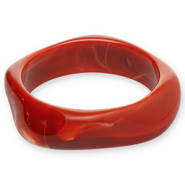 Bracelets jonc en r&eacute;sine Rouge rouille-blanc