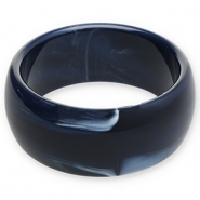 Bracelets jonc en r&eacute;sine Bleu fonc&eacute;-blanc