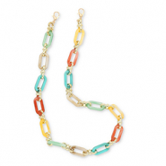 Cordon téléphonique tendance en acrylique Multicolore-doré