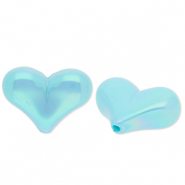 Perles acryliques cœur Bleu-AB coating
