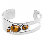 Bracelets en acier Inox jonc Argenté-marron doré