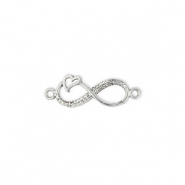 Breloques en métal DQ connecteur infinity avec cœur Argenté antique (sans nickel)