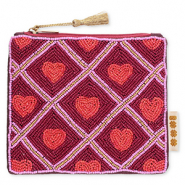 BY31® Trousse cœurs Rose lilas-rouge porto-rouge corail-doré