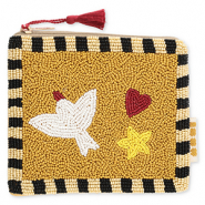BY31® Trousse oiseau avec cœur & étoile Marron moutarde-doré clair-noir-multicolore
