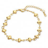 Bracelets en acier Inox cœurs Doré