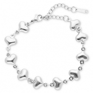 Bracelets en acier Inox cœurs Argenté