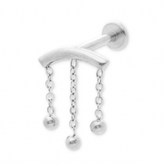 Piercing d&rsquo;oreilles en acier Inox arche avec boules Argent&eacute;