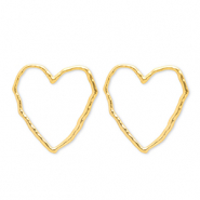Boucles d'oreilles puces en acier Inox cœur Doré