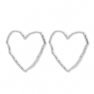 Boucles d'oreilles puces en acier Inox cœur Argenté