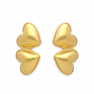 Boucles d'oreilles puces en acier Inox cœurs Doré