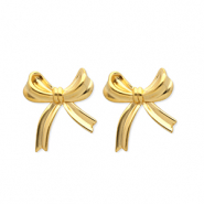 Boucles d'oreilles puces en acier Inox nœud Doré