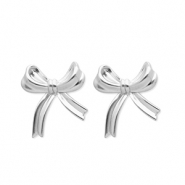 Boucles d'oreilles puces en acier Inox nœud Argenté