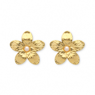 Boucles d'oreilles puces en acier Inox fleur Doré