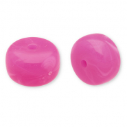 Perles acryliques disque Rose foncé-blanc