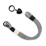 Cordon téléphonique tendance avec coeur Noir-blanc-beige