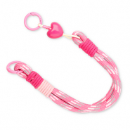 Cordon téléphonique tendance avec coeur Multicolore rose-blanc-gris-beige