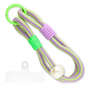 Cordon téléphonique tendance incl. attache Violet-vert-vert néon-blanc ivoire