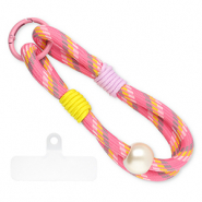 Cordon téléphonique tendance incl. attache Rose-jaune-lilas-blanc ivoire