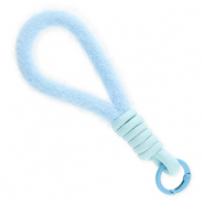 Cordon téléphonique tendance peluche Bleu pastel