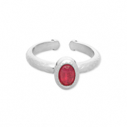 Bagues en acier Inox Argenté-rouge