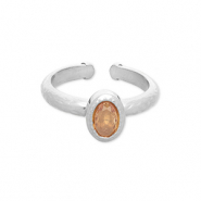 Bagues en acier Inox Argenté-orange clair