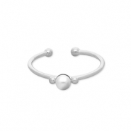 Bagues en acier Inox avec perle Argenté-blanc