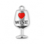 Breloques en acier Inox verre à vin Argenté-rouge