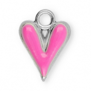 Breloques en acier Inox cœur Argenté-rose