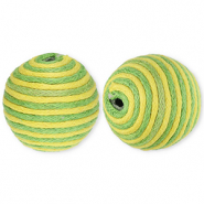 Perles acryliques 22 mm avec fil en coton ciré wax Vert-jaune