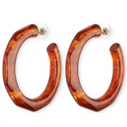 Boucles d'oreilles / puces résine tendance Marron ambre foncé