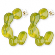 Boucles d'oreilles / puces résine tendance Vert multicolore