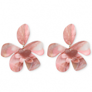 Boucles d'oreilles / puces résine tendance fleur Rose multicolore