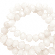 Perles &agrave; facettes 4x3mm disque Blanc doux-pearl shine coating