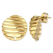 Appr&ecirc;ts en acier Inox boucles d'oreilles / puces d&rsquo;oreilles rond avec lignes avec anneau Dor&eacute;