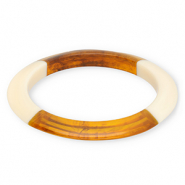 Bracelets jonc en résine Transparent marron ambre-blanc ivoire
